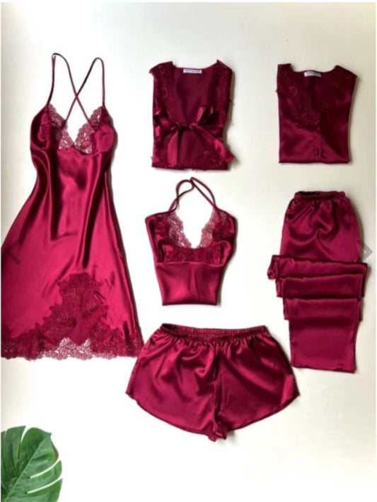 Satin 7 pcs Long Night dress