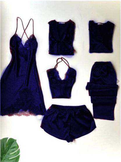 Satin 7 pcs Long Night dress