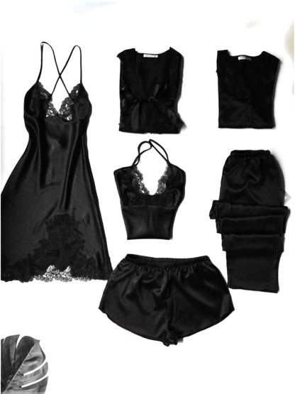 Satin 7 pcs Long Night dress